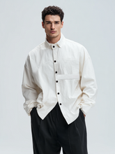Men's casual large-pocket blended shirt
